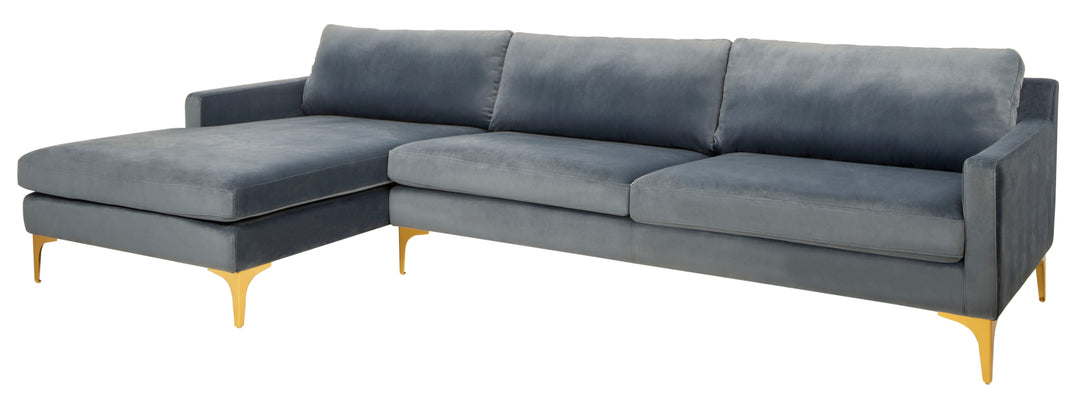 American Home Furniture Safavieh Couture Brayson Chaise Sectional Sofa Right Facing/ Dusty Blue