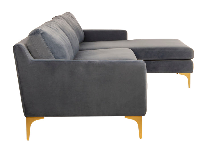 American Home Furniture Safavieh Couture Brayson Chaise Sectional Sofa Right Facing/ Dusty Blue