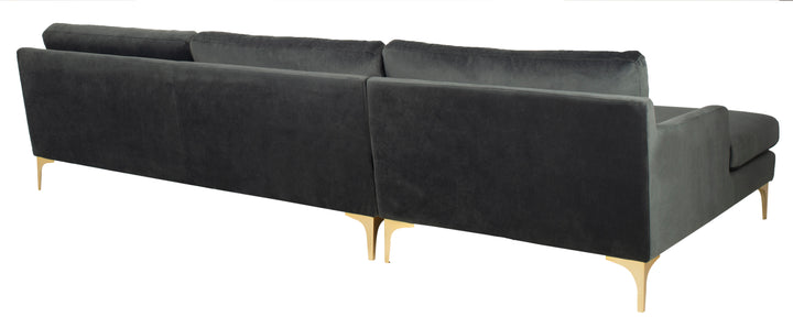 American Home Furniture Safavieh Couture Brayson Chaise Sectional Sofa Right Facing/ Dark Grey