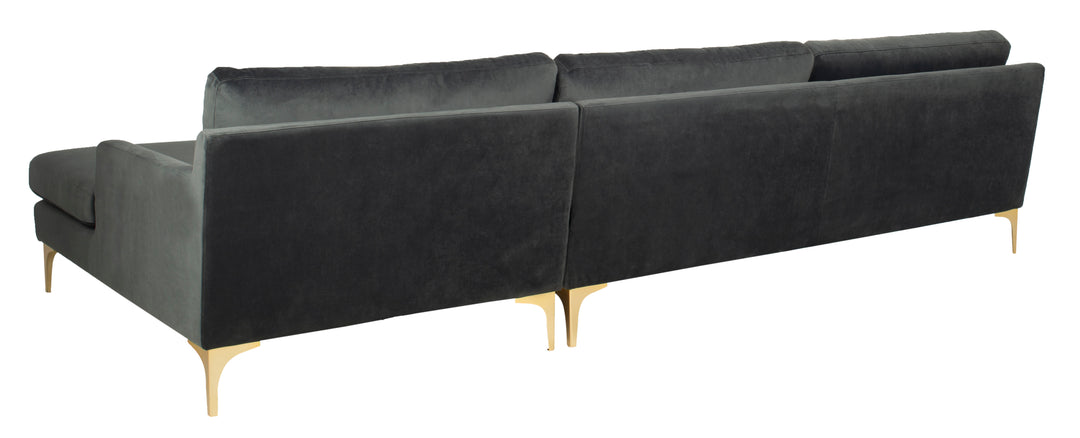 American Home Furniture Safavieh Couture Brayson Chaise Sectional Sofa Right Facing/ Dark Grey