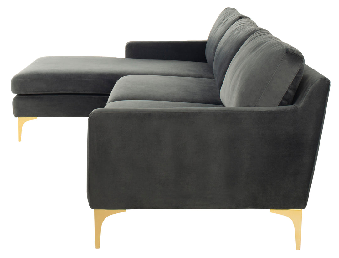 American Home Furniture Safavieh Couture Brayson Chaise Sectional Sofa Right Facing/ Dark Grey