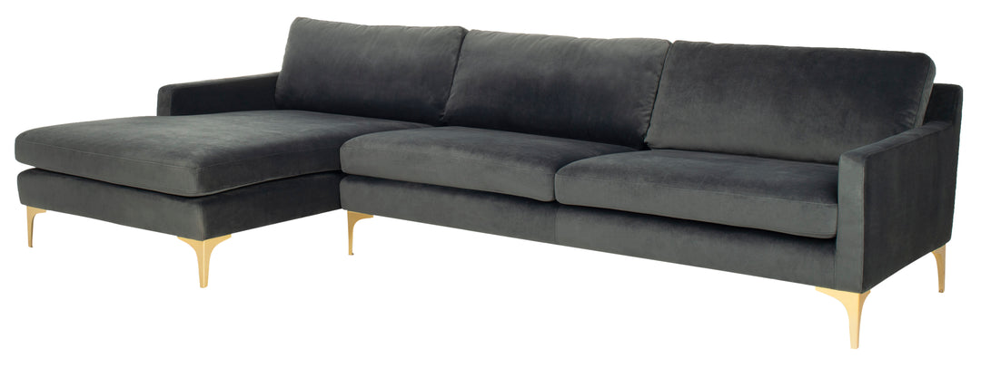 American Home Furniture Safavieh Couture Brayson Chaise Sectional Sofa Right Facing/ Dark Grey