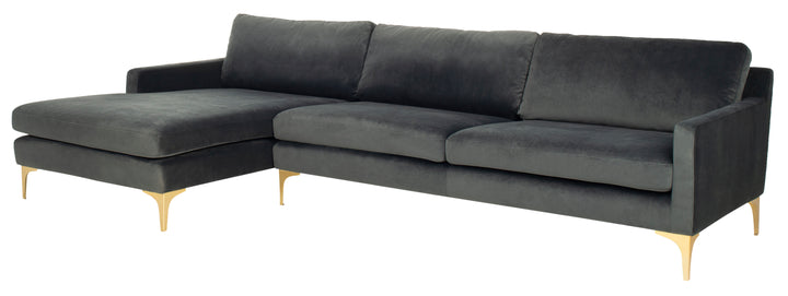 American Home Furniture Safavieh Couture Brayson Chaise Sectional Sofa Right Facing/ Dark Grey