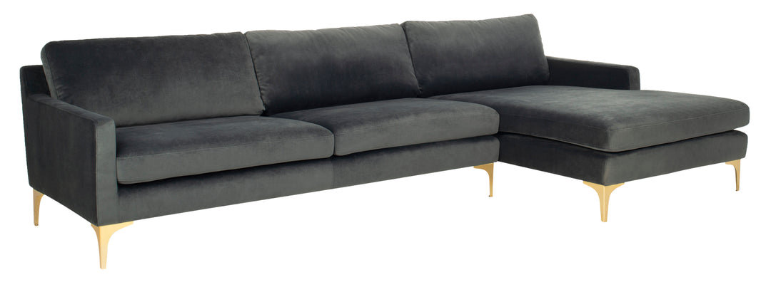 American Home Furniture Safavieh Couture Brayson Chaise Sectional Sofa Right Facing/ Dark Grey