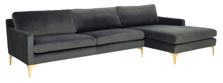 American Home Furniture Safavieh Couture Brayson Chaise Sectional Sofa Right Facing/ Dark Grey