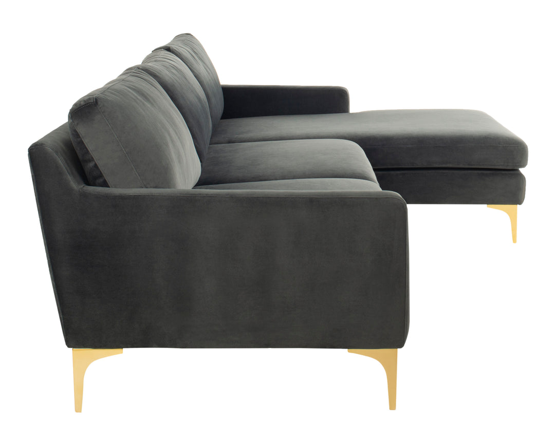 American Home Furniture Safavieh Couture Brayson Chaise Sectional Sofa Right Facing/ Dark Grey