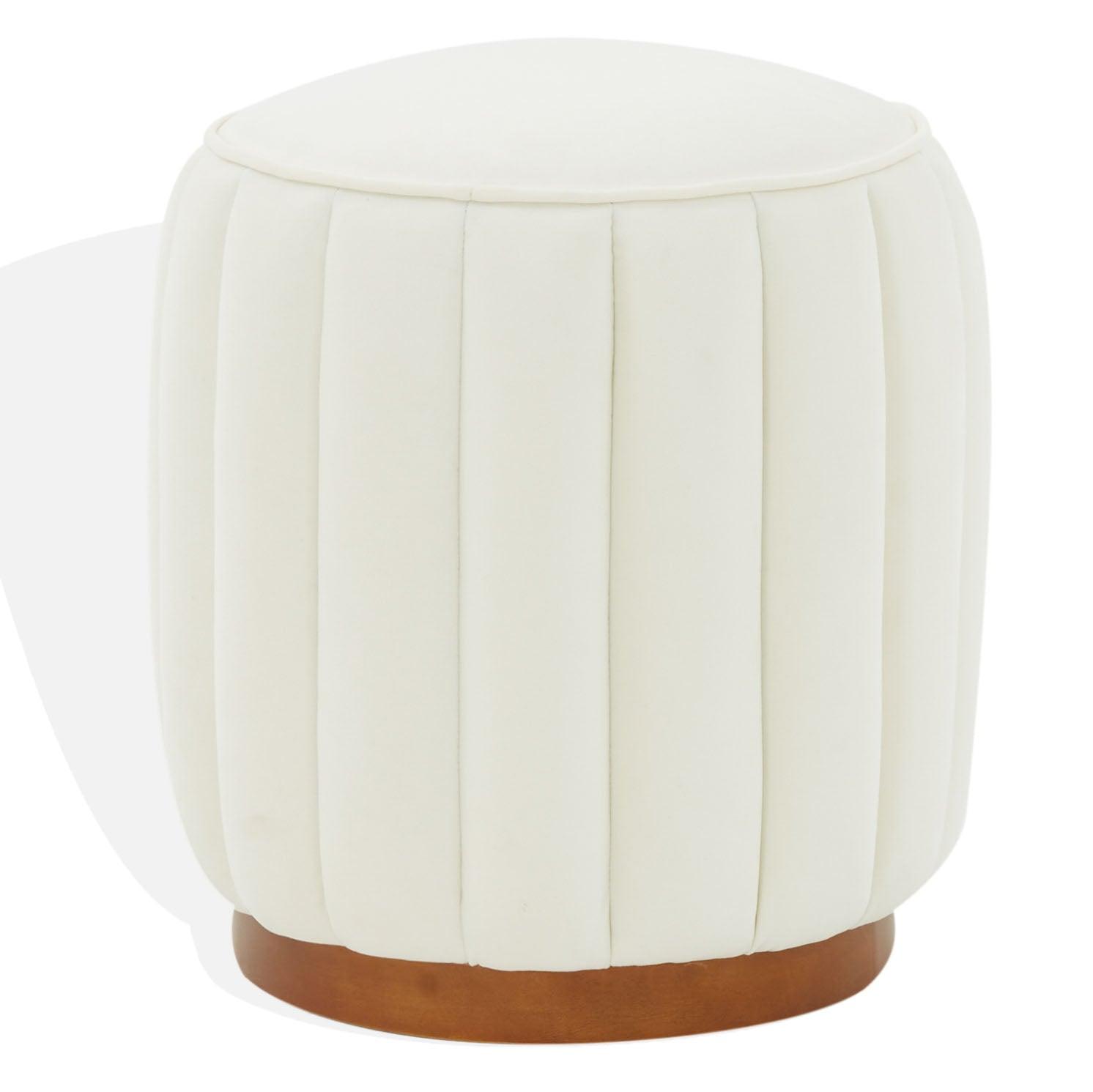 Safavieh Couture Sherrie Round Channel Tufted Ottoman OTTOMANS, POUFS, + STOOLS