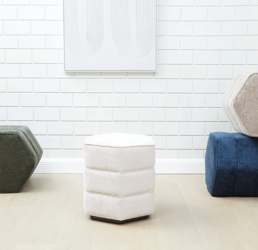 Rosaria Chenille Hexagon Ottoman - AmericanHomeFurniture