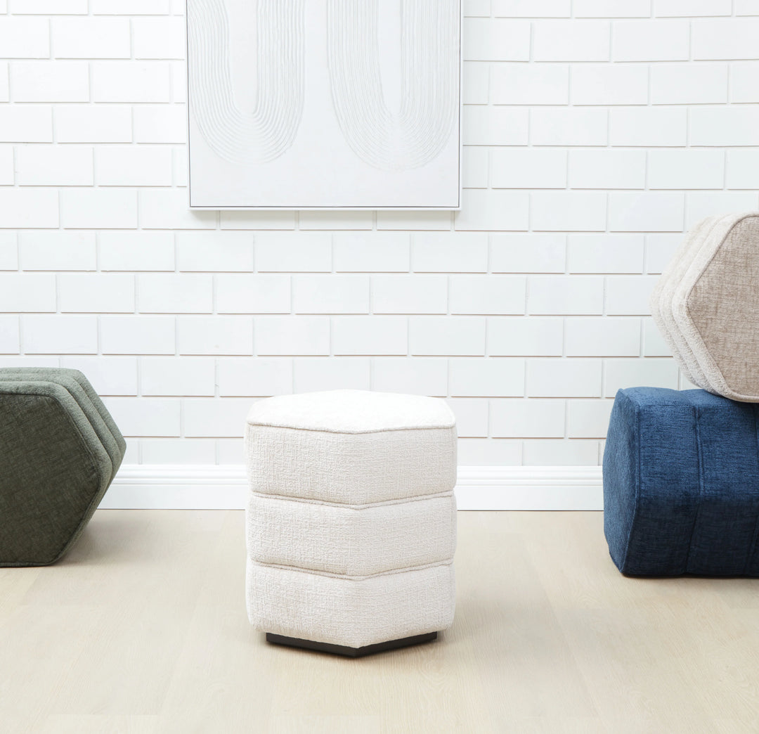 Rosaria Chenille Hexagon Ottoman - AmericanHomeFurniture