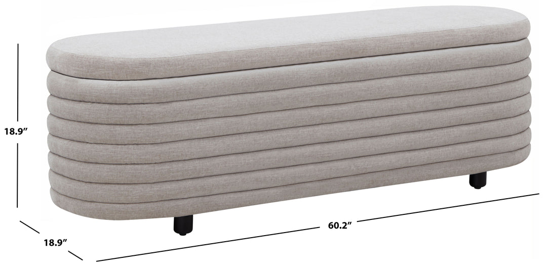 American Home Furniture | Safavieh Couture - JAYMIE LINEN STORAGE BENCH