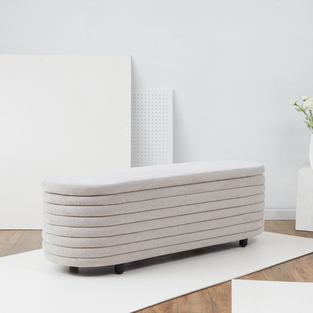 American Home Furniture | Safavieh Couture - JAYMIE LINEN STORAGE BENCH