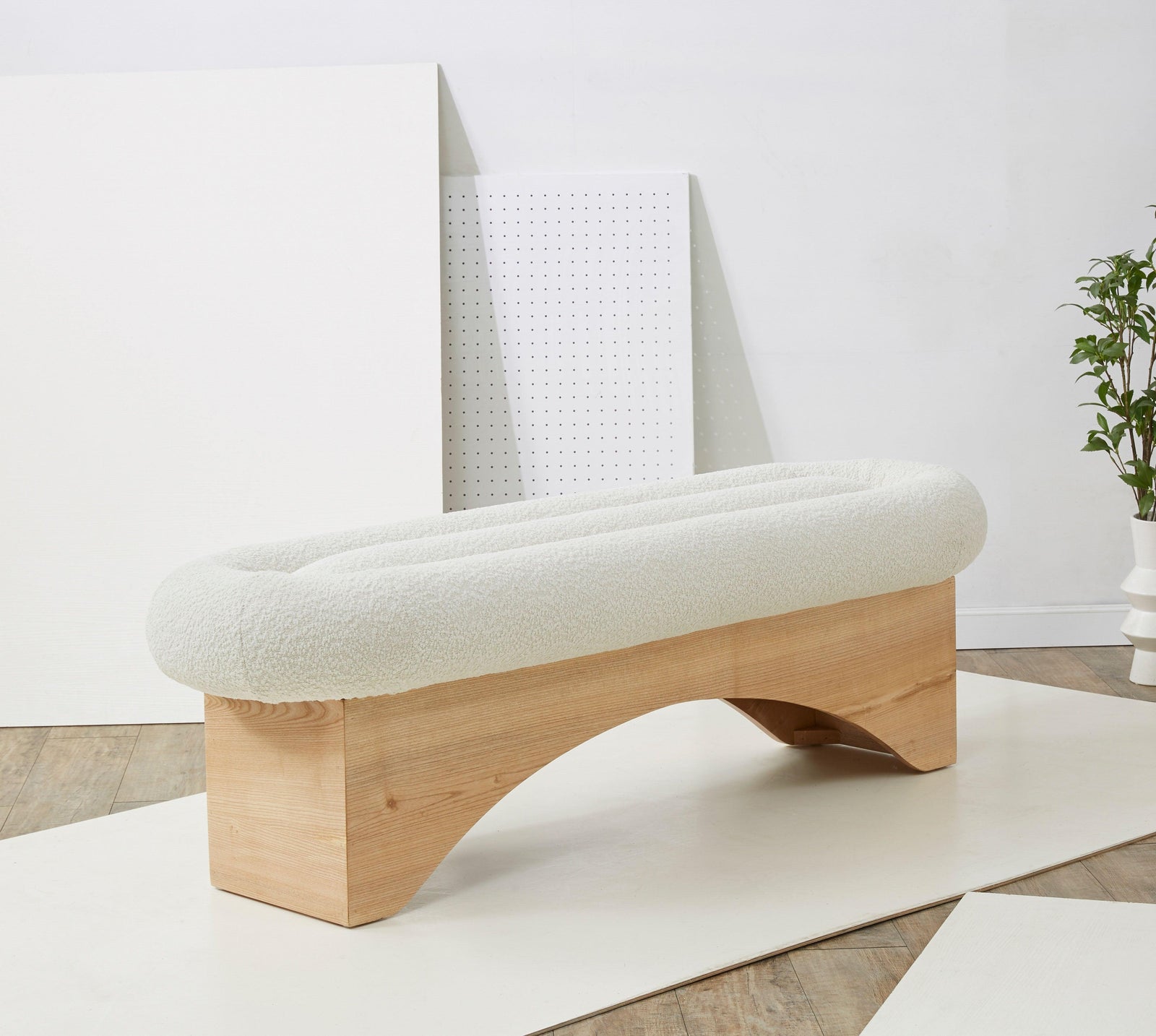 Safavieh Couture Carsen Boucle And Wood Bench BENCHES