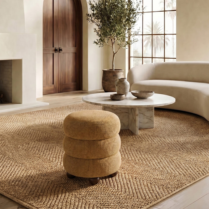 Cecelia Round Channel Tufted Ottoman