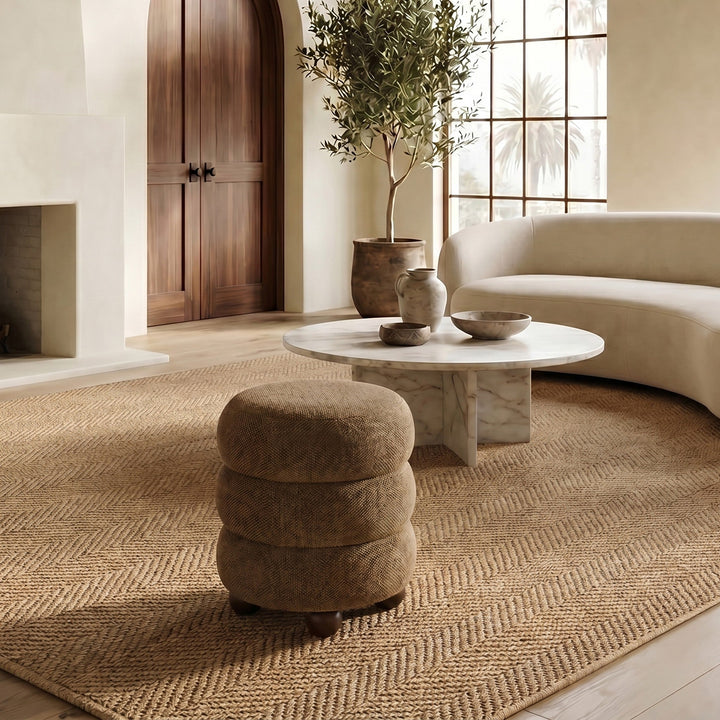 Cecelia Round Channel Tufted Ottoman