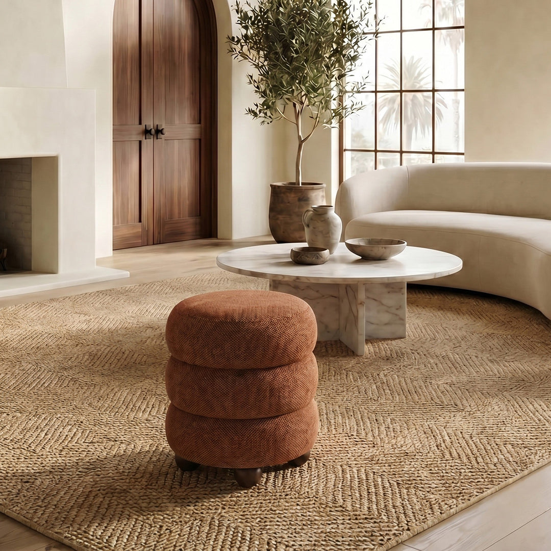 Cecelia Round Channel Tufted Ottoman