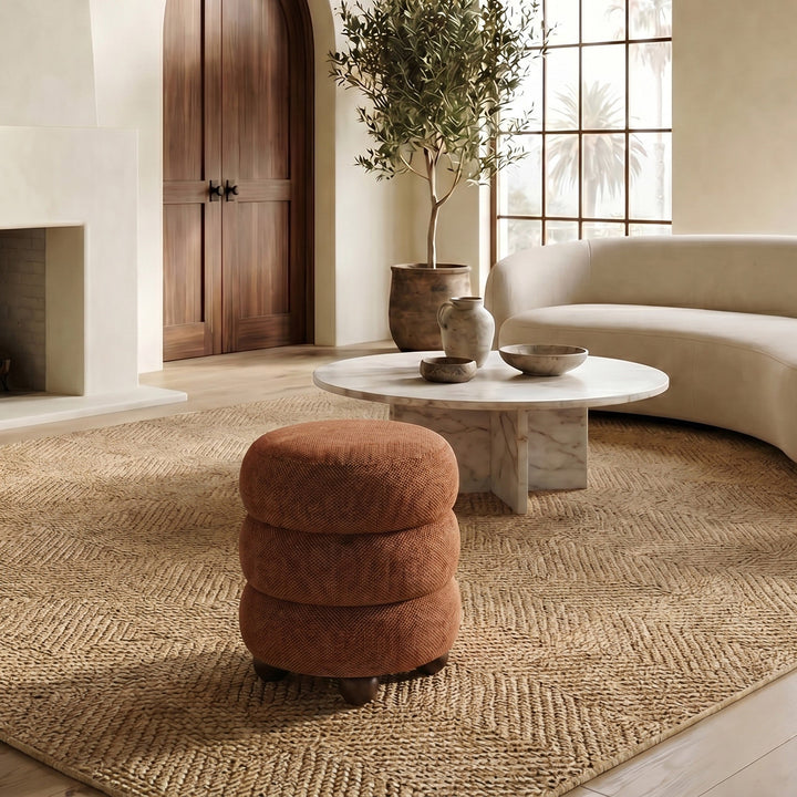 Cecelia Round Channel Tufted Ottoman