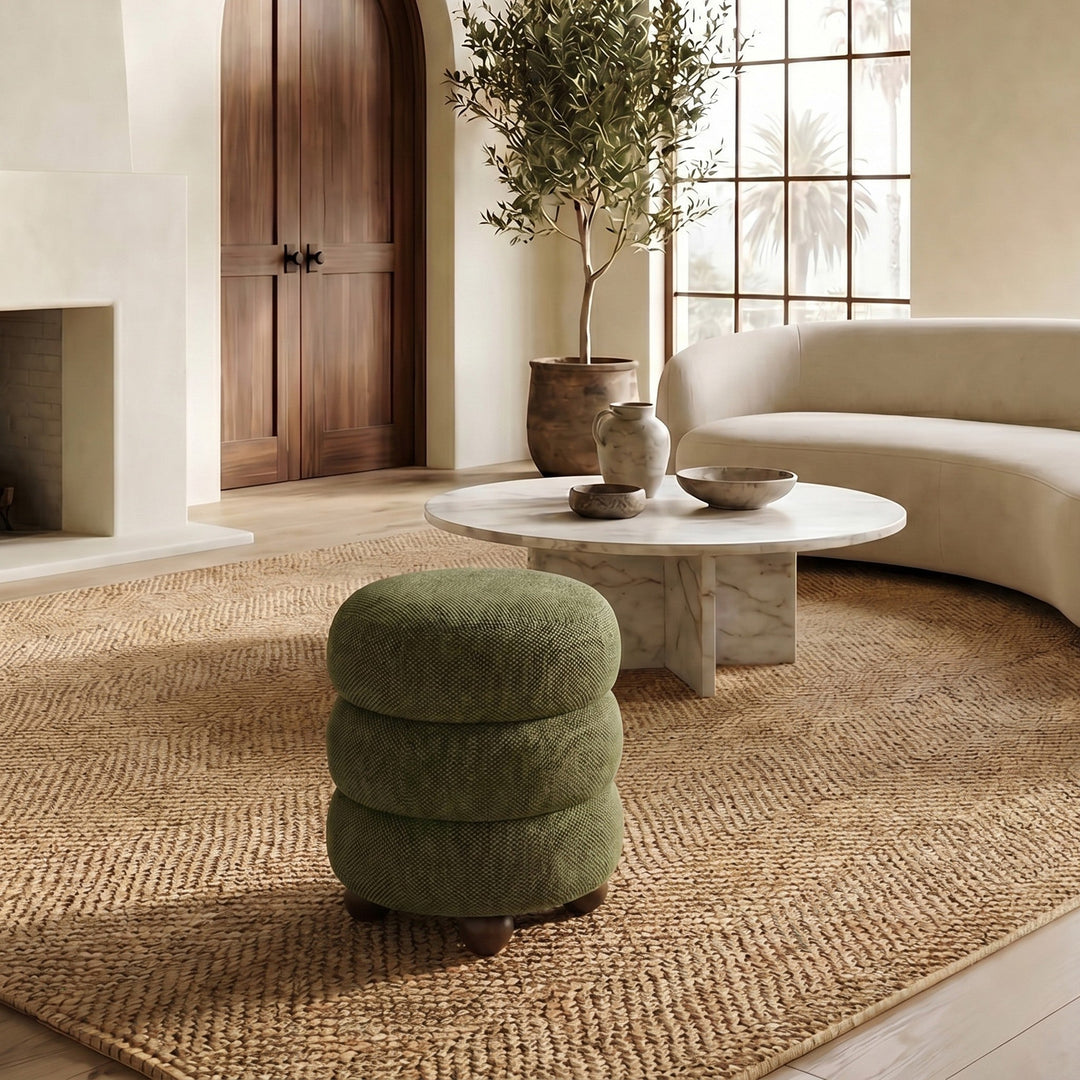 Cecelia Round Channel Tufted Ottoman