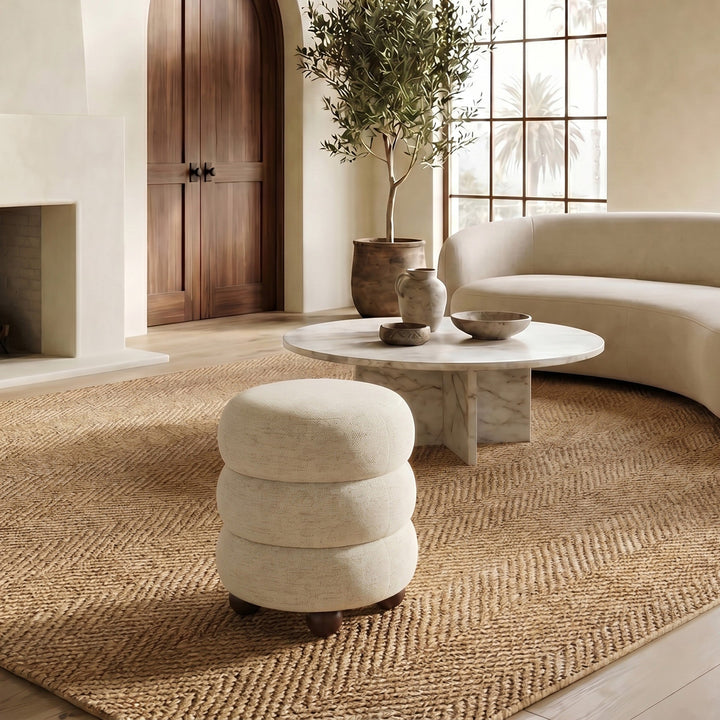 Cecelia Round Channel Tufted Ottoman