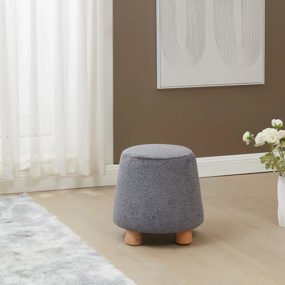 Denison Round Chenille Ottoman - AmericanHomeFurniture