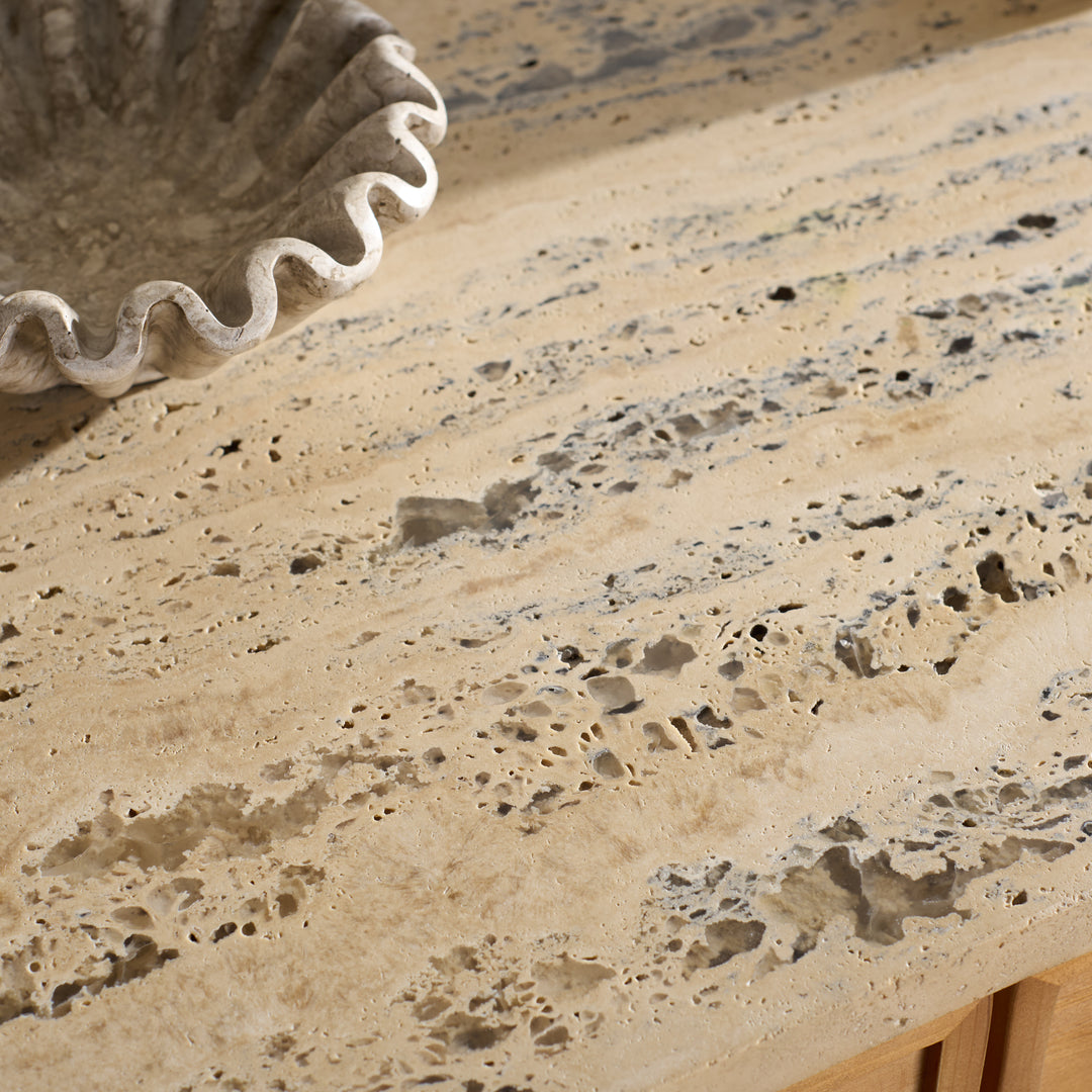 American Home Furniture Safavieh Couture Debrianna Travertine Top Sideboard