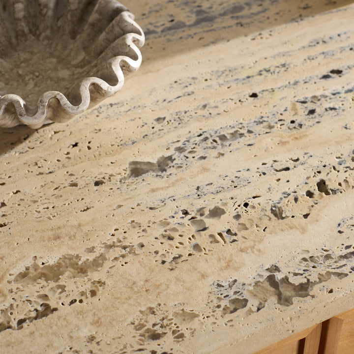 American Home Furniture Safavieh Couture Debrianna Travertine Top Sideboard