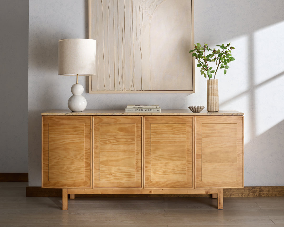American Home Furniture Safavieh Couture Debrianna Travertine Top Sideboard