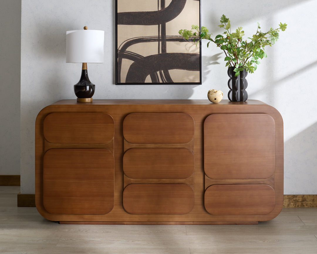 American Home Furniture Safavieh Couture Herald 3 Shelf Wood Sideboard