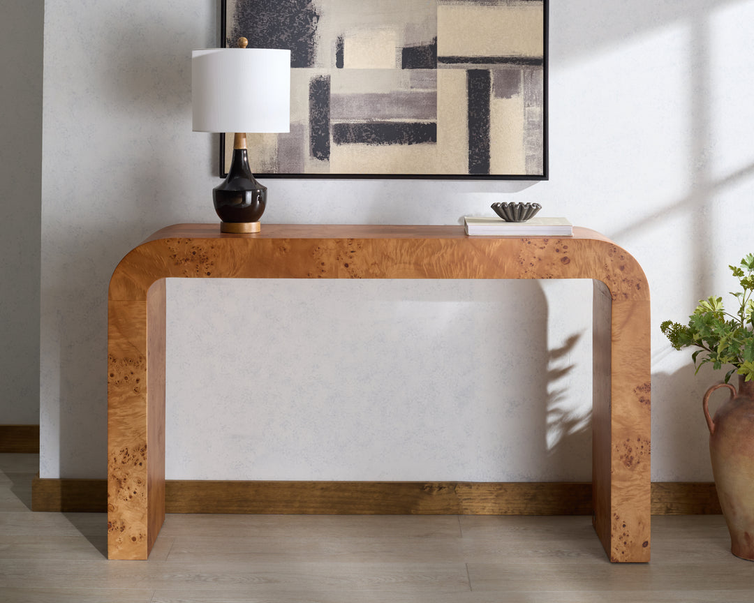 American Home Furniture Safavieh Couture Tessly Burl Veneer Console Table