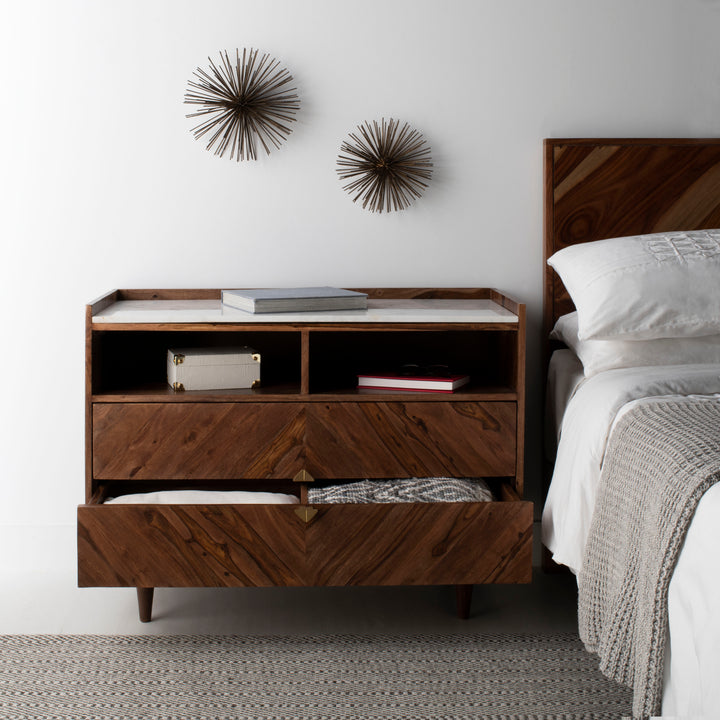 American Home Furniture Safavieh Couture Cora Rose Herringbone Nightstand