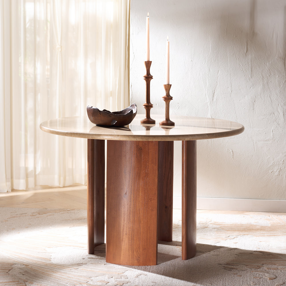 American Home Furniture | Safavieh Couture - TRINSLY TRAVERTINE TOP DINING TABLE