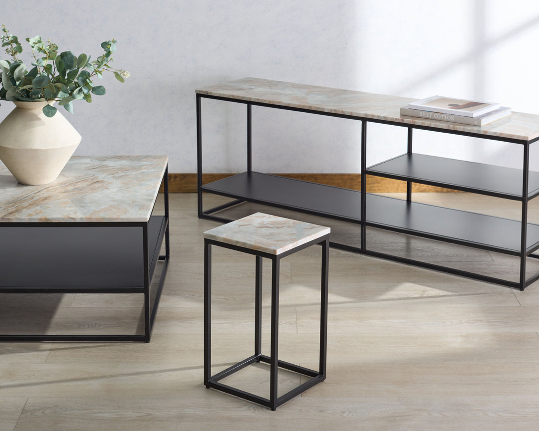 American Home Furniture Safavieh Couture Macklyn Rectangle Marble Top Console Table