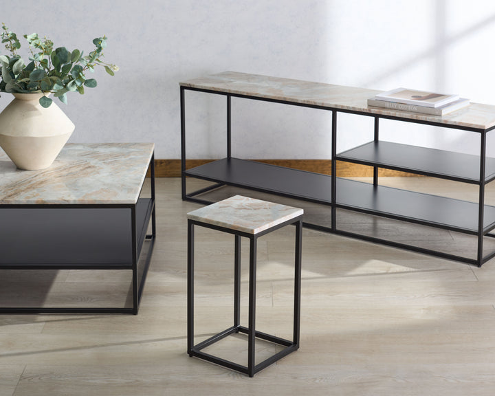 American Home Furniture Safavieh Couture Macklyn Rectangle Marble Top Console Table