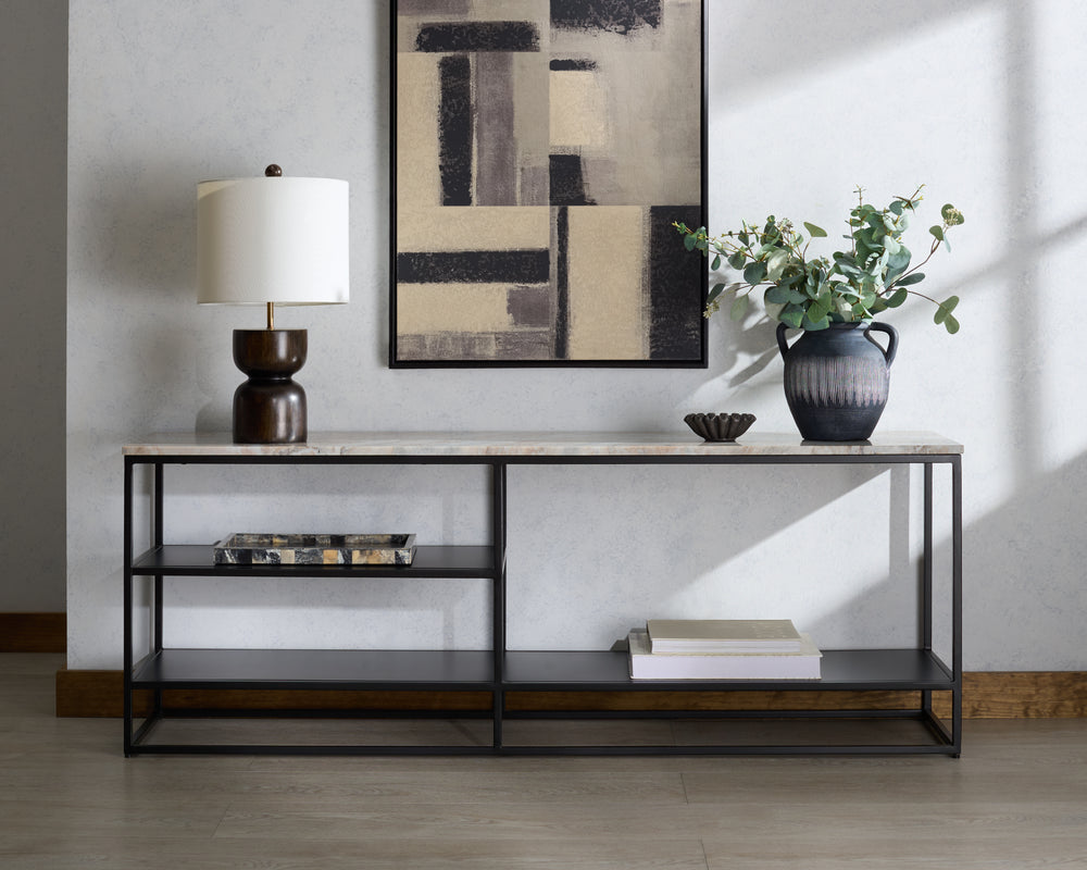 American Home Furniture Safavieh Couture Macklyn Rectangle Marble Top Console Table