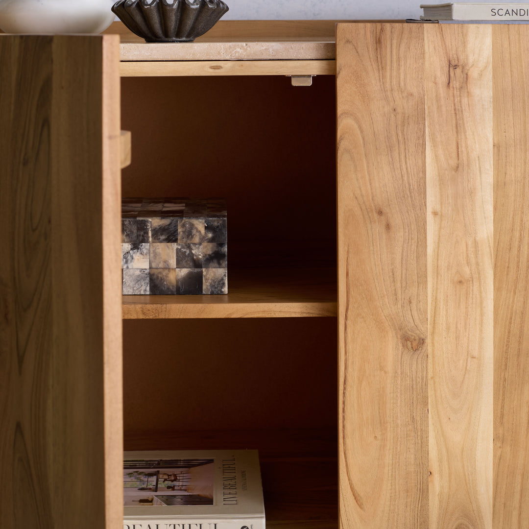 American Home Furniture Safavieh Couture Ashlietta Travertine Top Sideboard