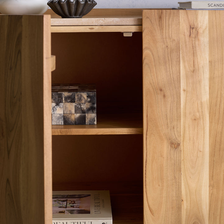 American Home Furniture Safavieh Couture Ashlietta Travertine Top Sideboard