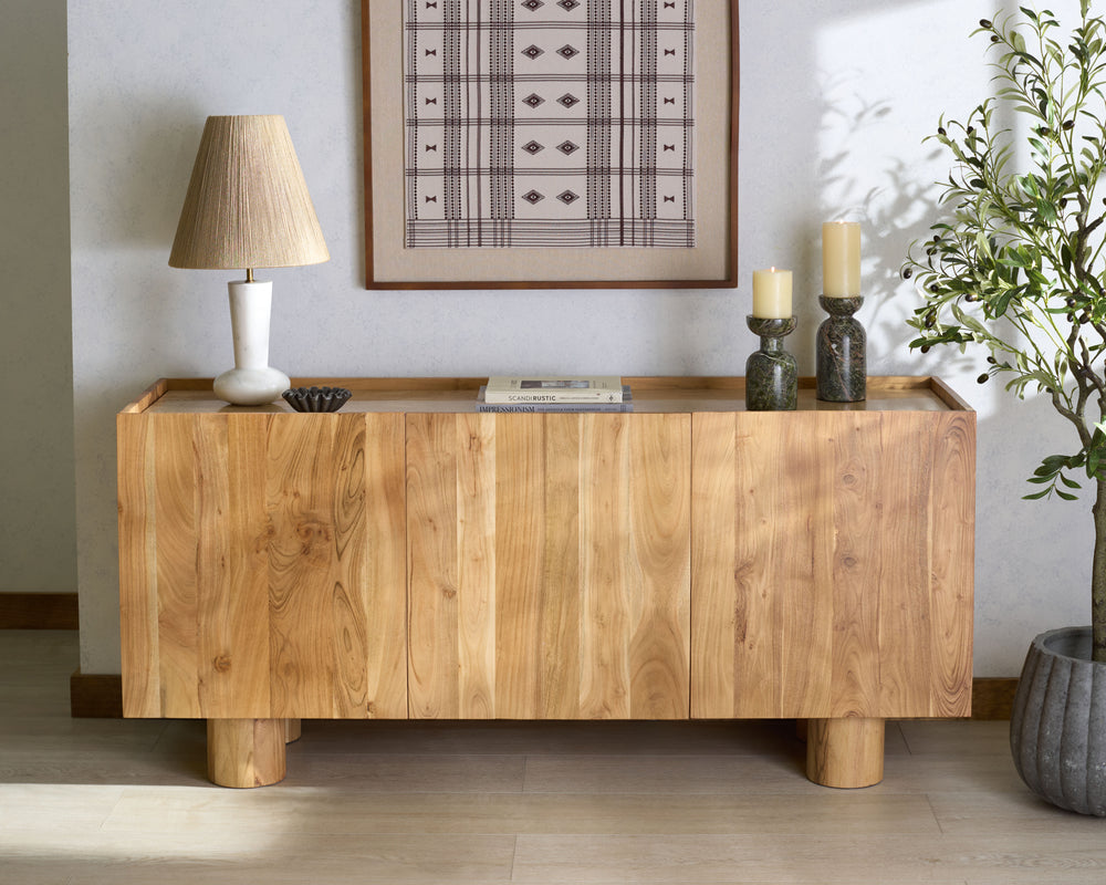 American Home Furniture Safavieh Couture Ashlietta Travertine Top Sideboard