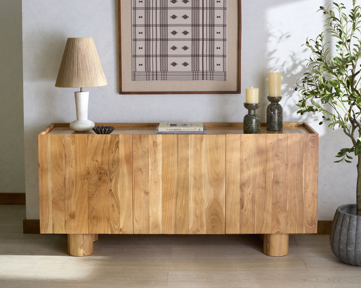 American Home Furniture Safavieh Couture Ashlietta Travertine Top Sideboard