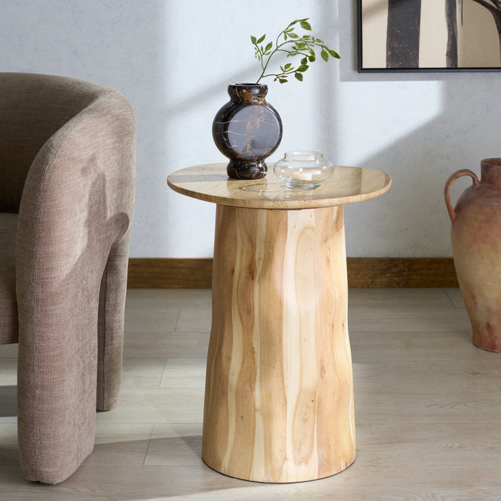 American Home Furniture Safavieh Couture Jennamira Travertine Top Accent Table