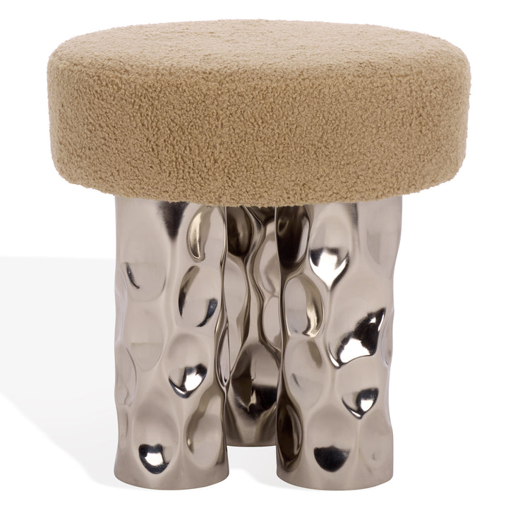 American Home Furniture Safavieh Couture Aubrie Teddy Fabric Ottoman