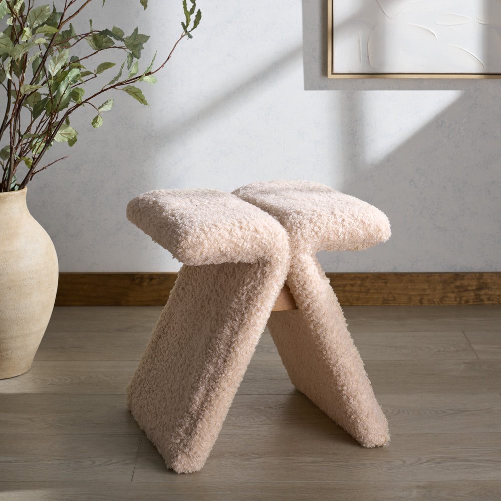 American Home Furniture Safavieh Couture Tessabella Boucle Ottoman