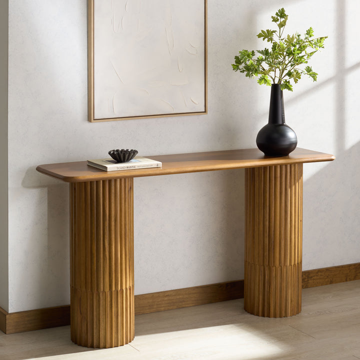 American Home Furniture Safavieh Couture Treyshawn Wood Top Console Table