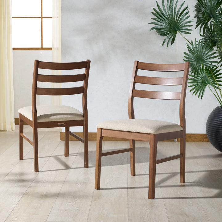 Leroux Wood Ladder Back Dining Chair - Set of 2 - AmericanHomeFurniture