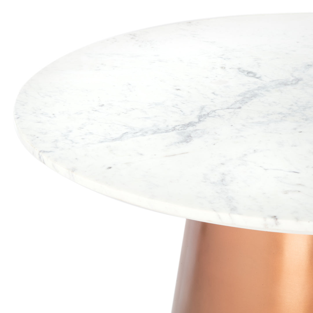 American Home Furniture Safavieh Couture Gail 40" Round Marble Dining Table/ Copper/ White
