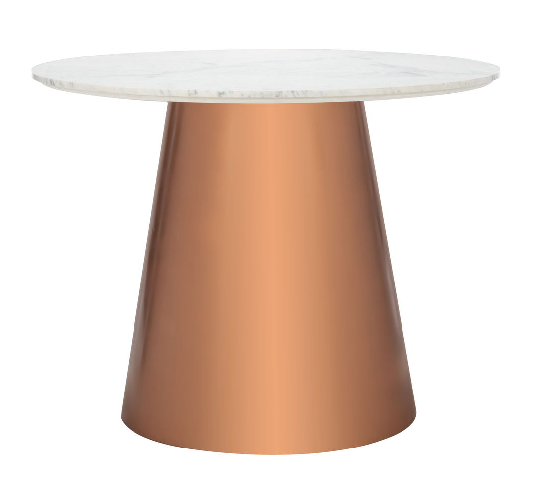 American Home Furniture Safavieh Couture Gail 40" Round Marble Dining Table/ Copper/ White