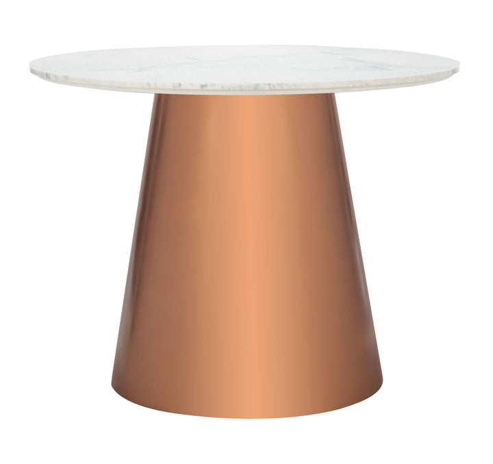 American Home Furniture Safavieh Couture Gail 40" Round Marble Dining Table/ Copper/ White