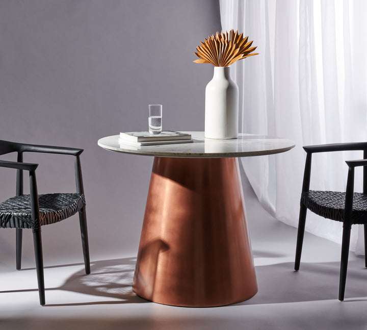 American Home Furniture Safavieh Couture Gail 40" Round Marble Dining Table/ Copper/ White