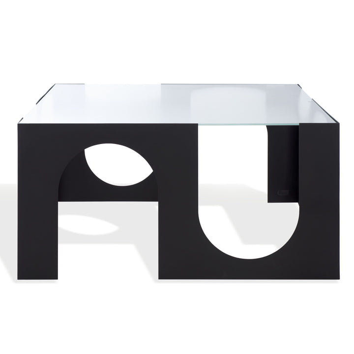 American Home Furniture Safavieh Couture Brayberry Glass Top Metal Coffee Table