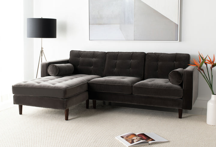 American Home Furniture Safavieh Couture Pepper Tufted Velvet Sectional/ Dark Grey