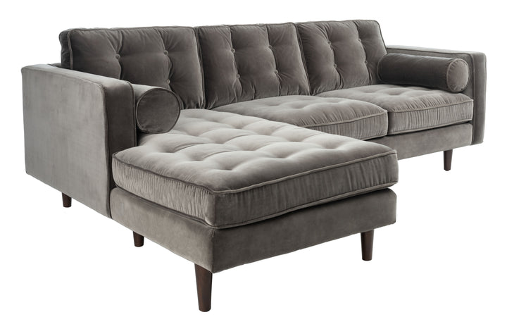 American Home Furniture Safavieh Couture Pepper Tufted Velvet Sectional/ Dark Grey