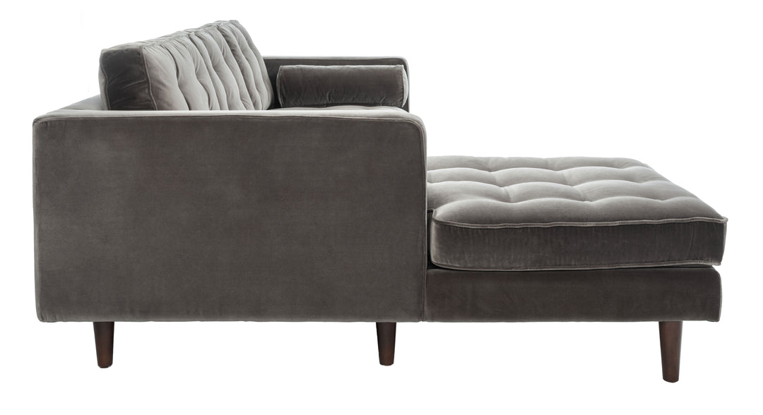 American Home Furniture Safavieh Couture Pepper Tufted Velvet Sectional/ Dark Grey